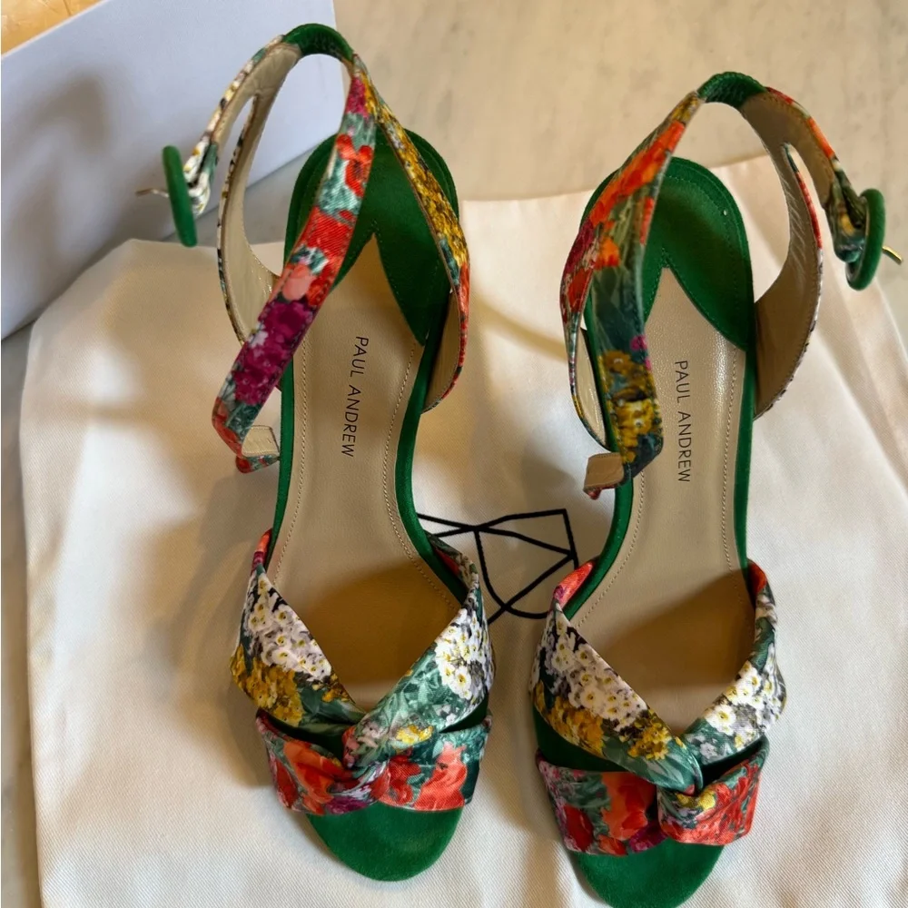 Paul Andrew Women's Floral Green Sandals - Picture 4 of 15